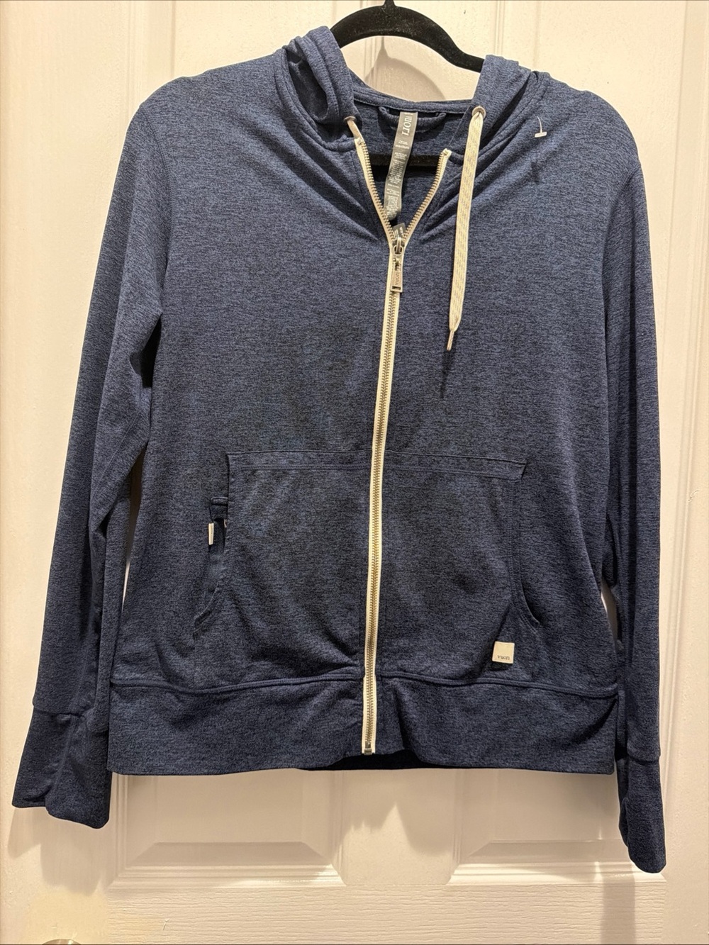Vuori Navy Zip Hoodie with Cream Accents